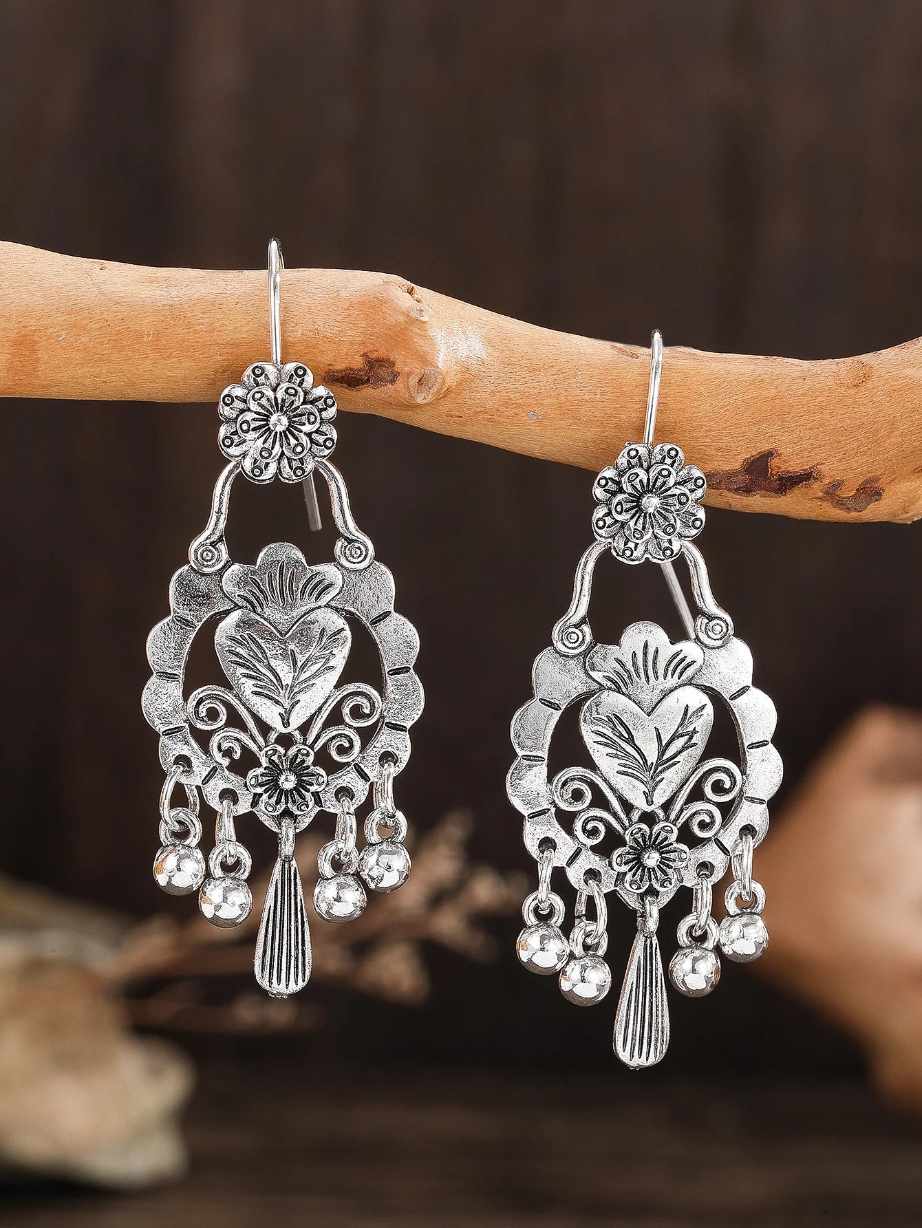 Bohemian Heart Water Drop Earrings