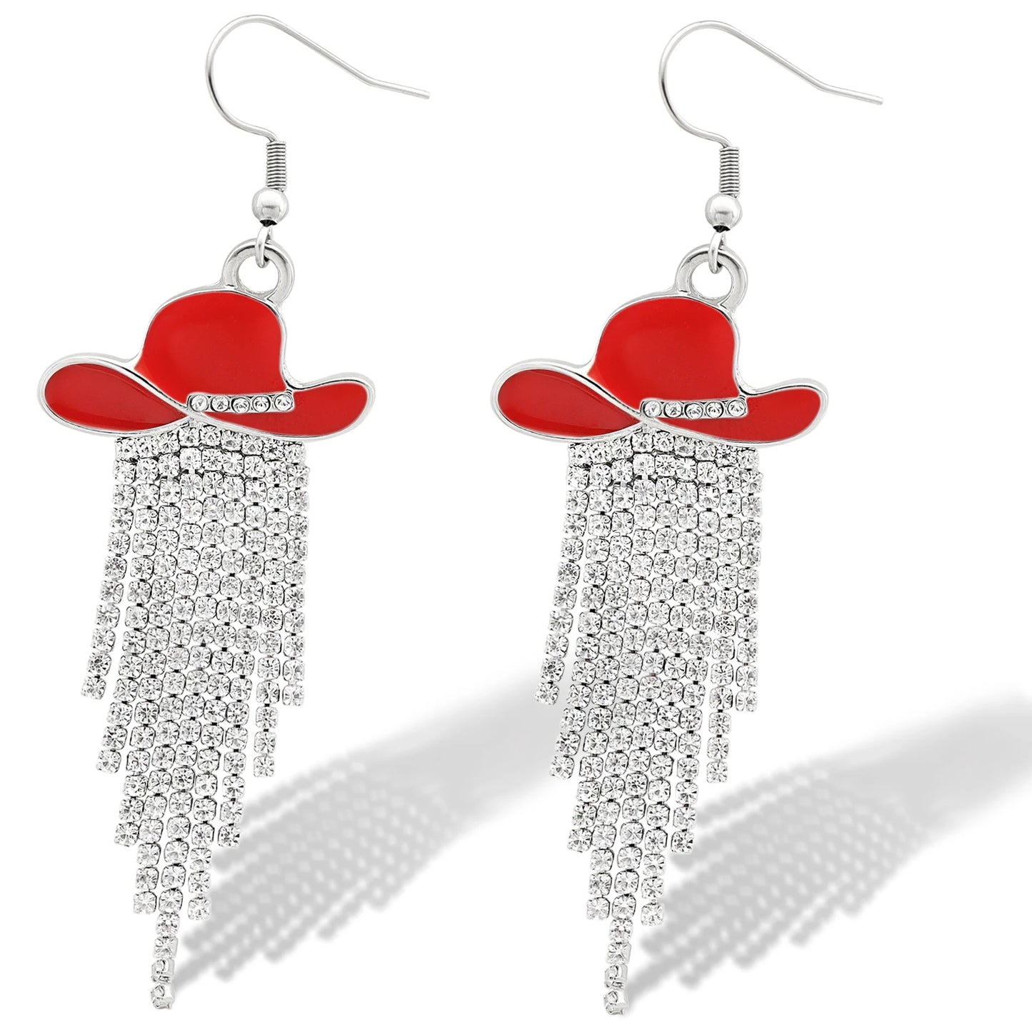 Western Cowgirl Hat Dangle Earrings  Sparkly Rhinestone