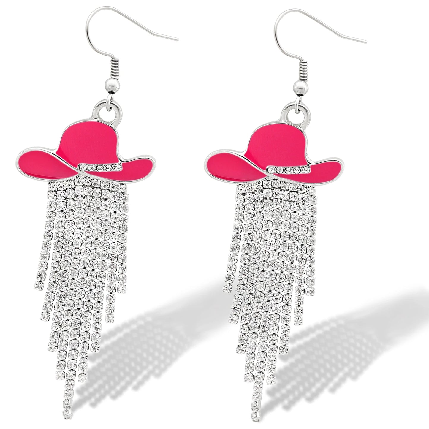 Western Cowgirl Hat Dangle Earrings  Sparkly Rhinestone