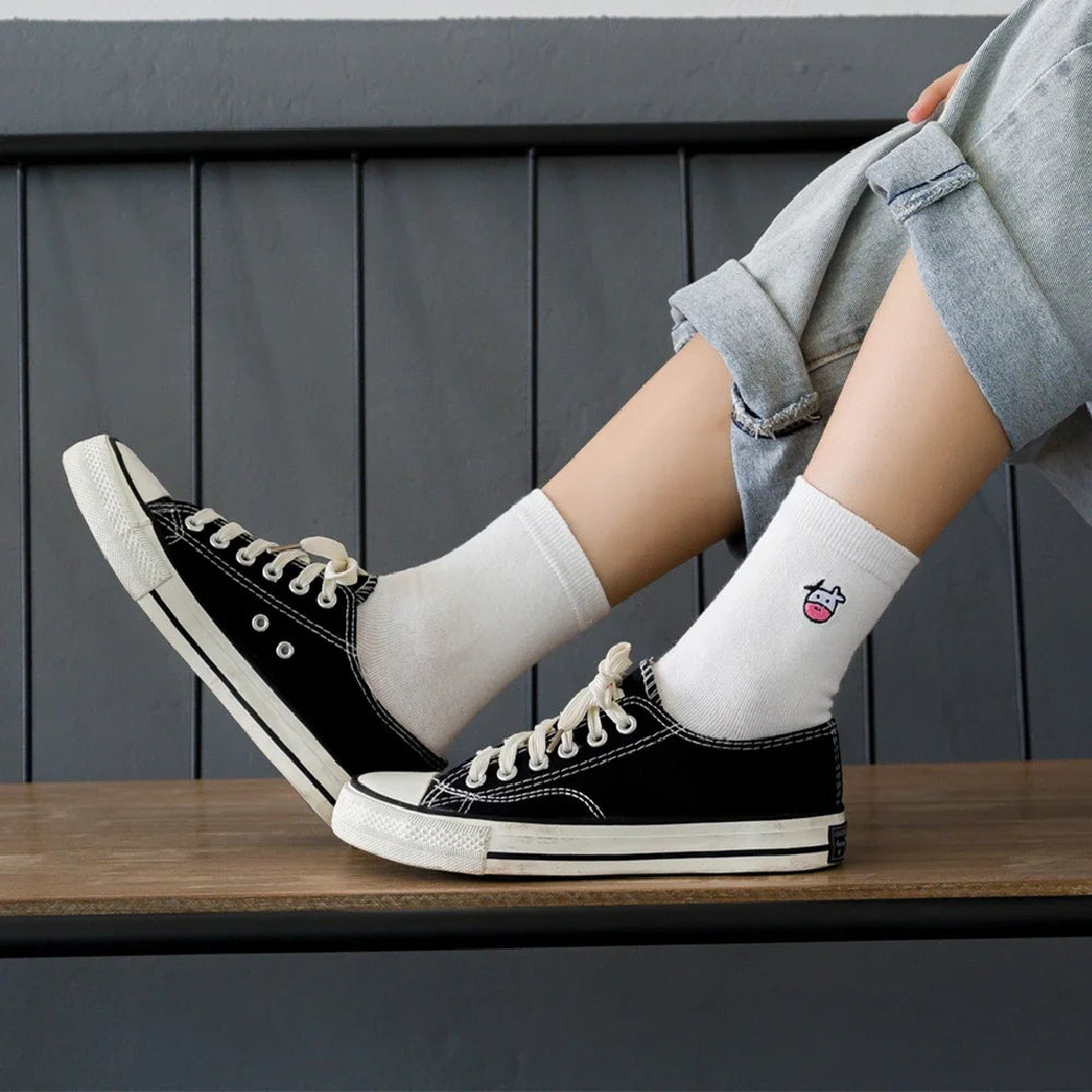 Funny Embroidery Cow Cartoon Socks