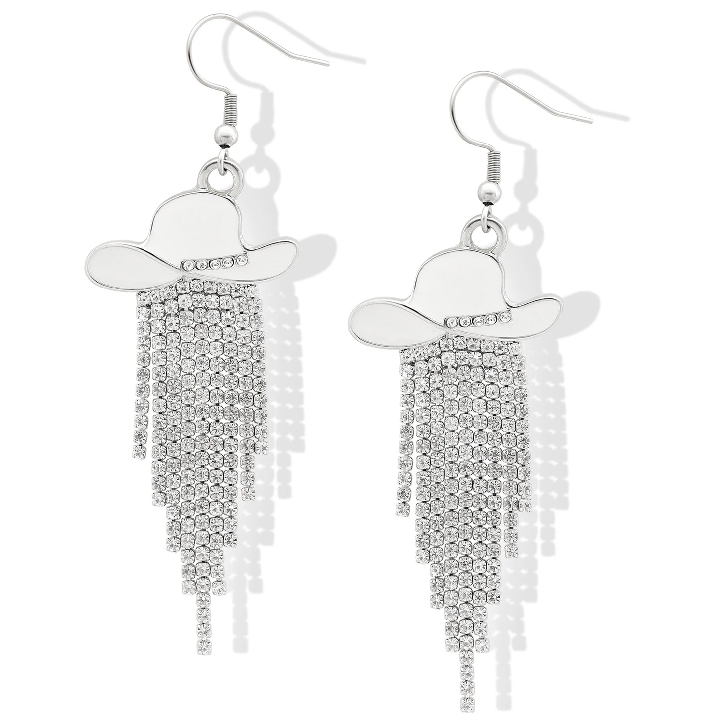 Western Cowgirl Hat Dangle Earrings  Sparkly Rhinestone