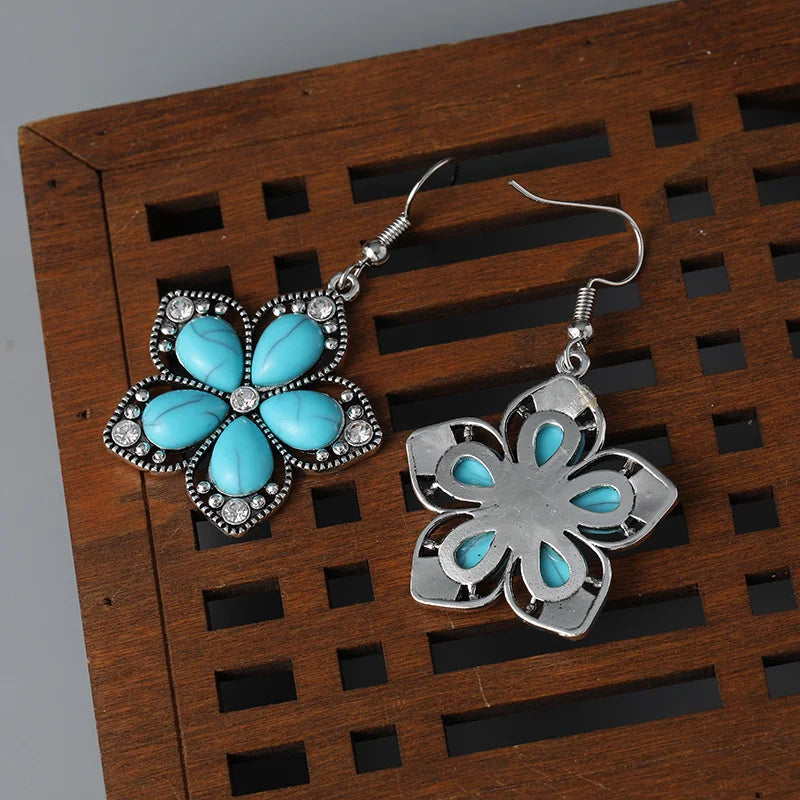 Turquoise Flower Dangle Earrings