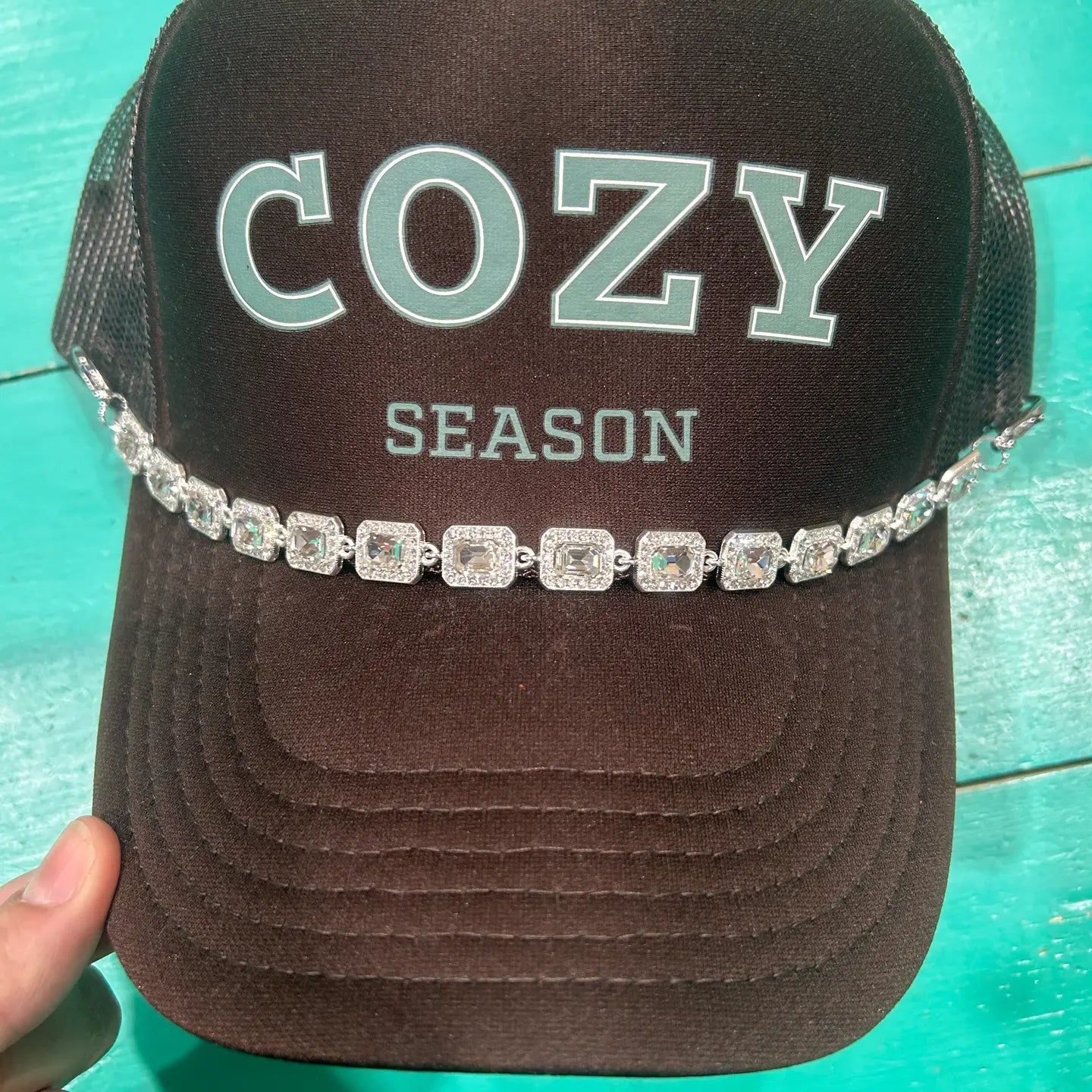Large Rhinestone Studded Trucker Hat Chain |Hat Bar| Sparkle