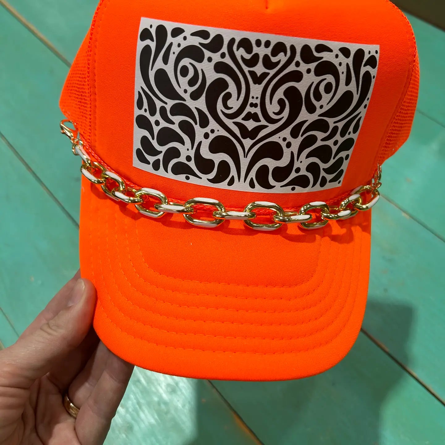 Chunky White Enamel Dipped Trucker Chain | Hat Band |
